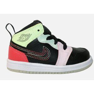 Nike Air Jordan 1 Mid Se GS  Av5174 Sneakers Black Ember Glow Barely Volt 10C